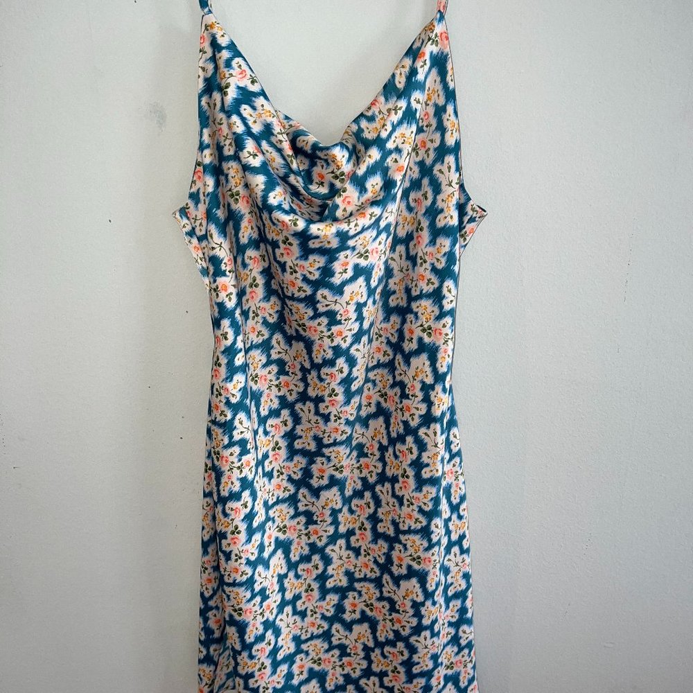UO Mallory Printed Cowl Neck Slip Dress